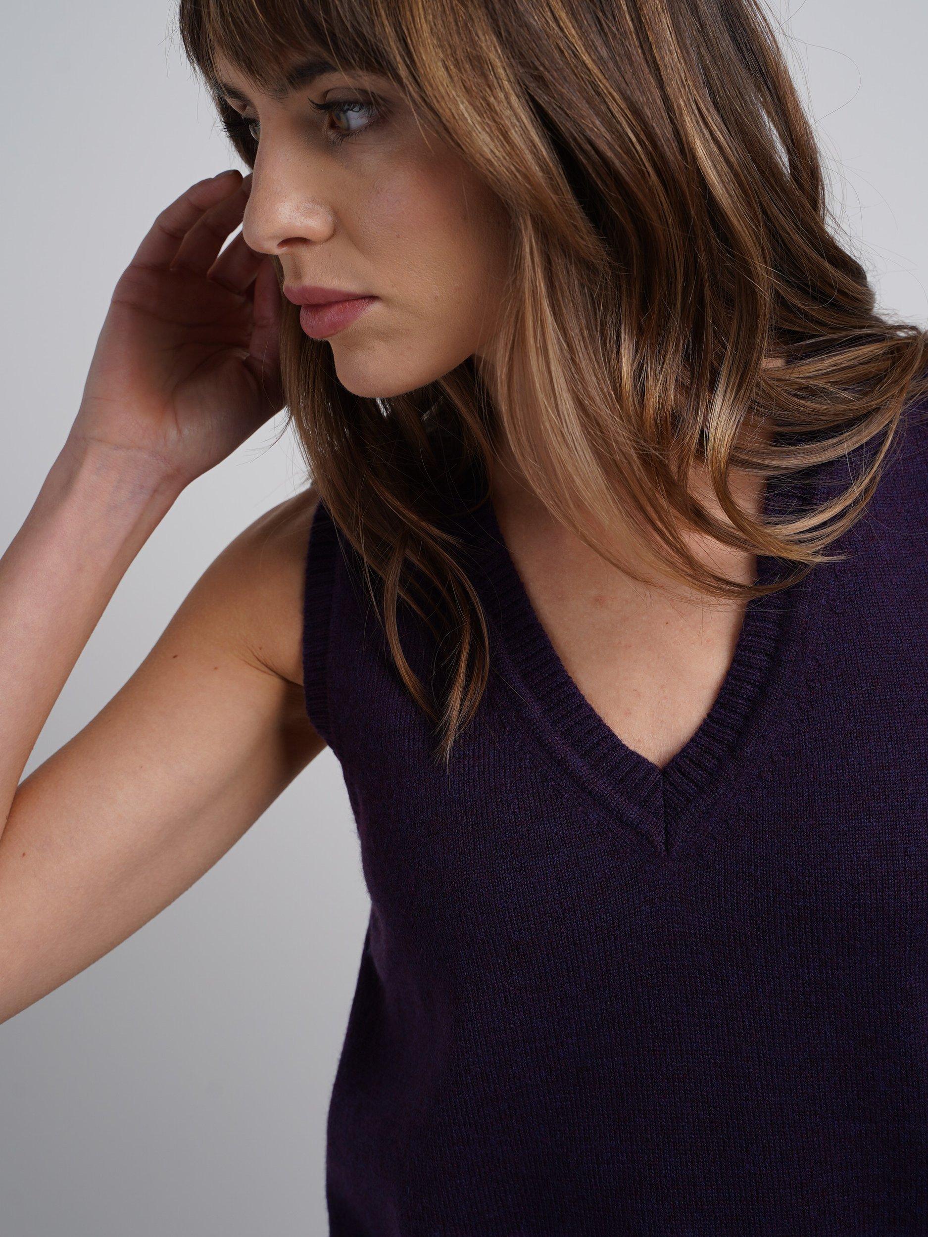 Product image 4 of 4, which shows Celtic & Co. Marnie Pure Merino Wool Tank Top, Smoked Grape, 8