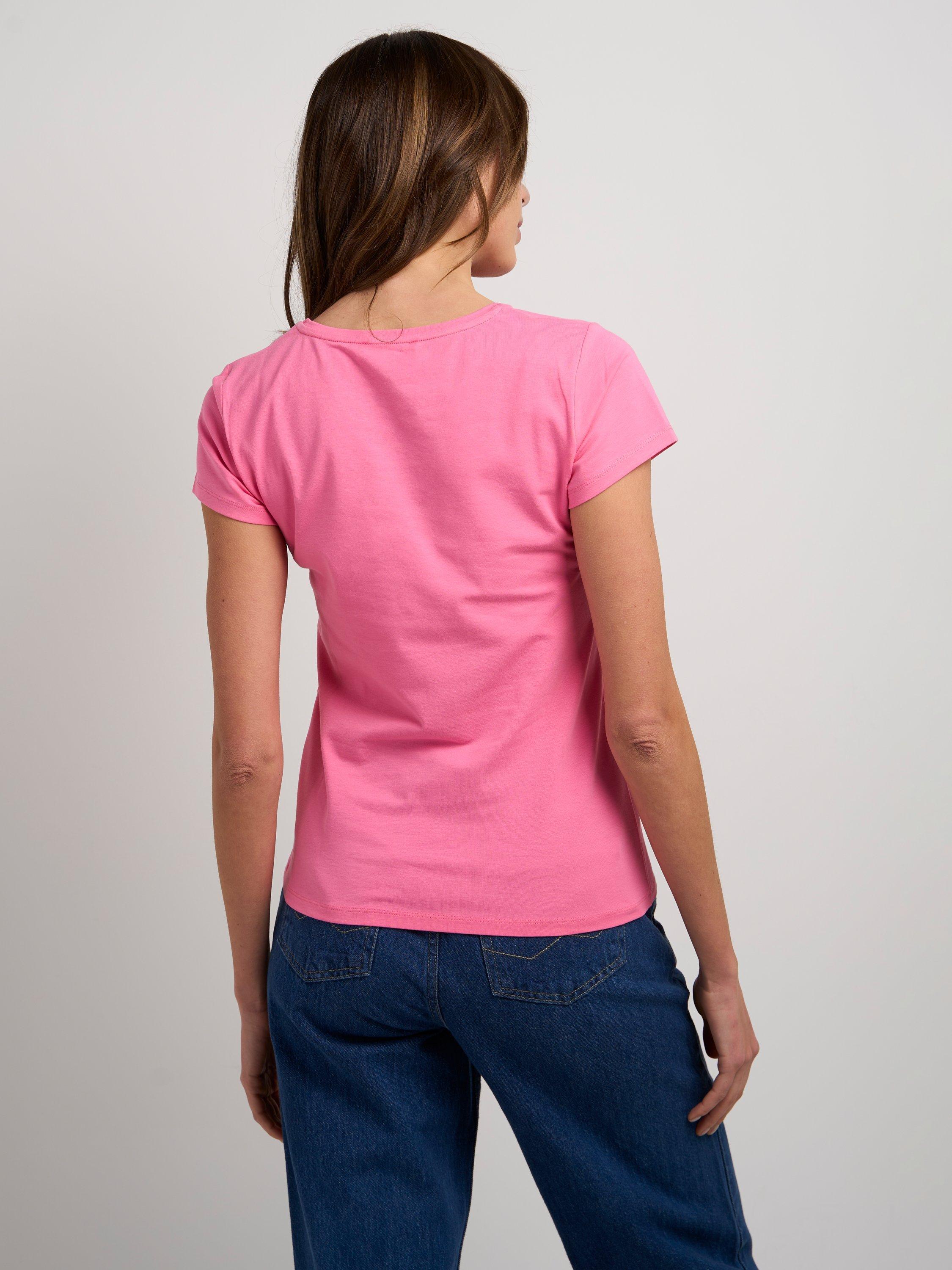 Product image 2 of 3, which shows Celtic & Co. Cotton Blend Round Neck T-Shirt, Shocking Pink, 8
