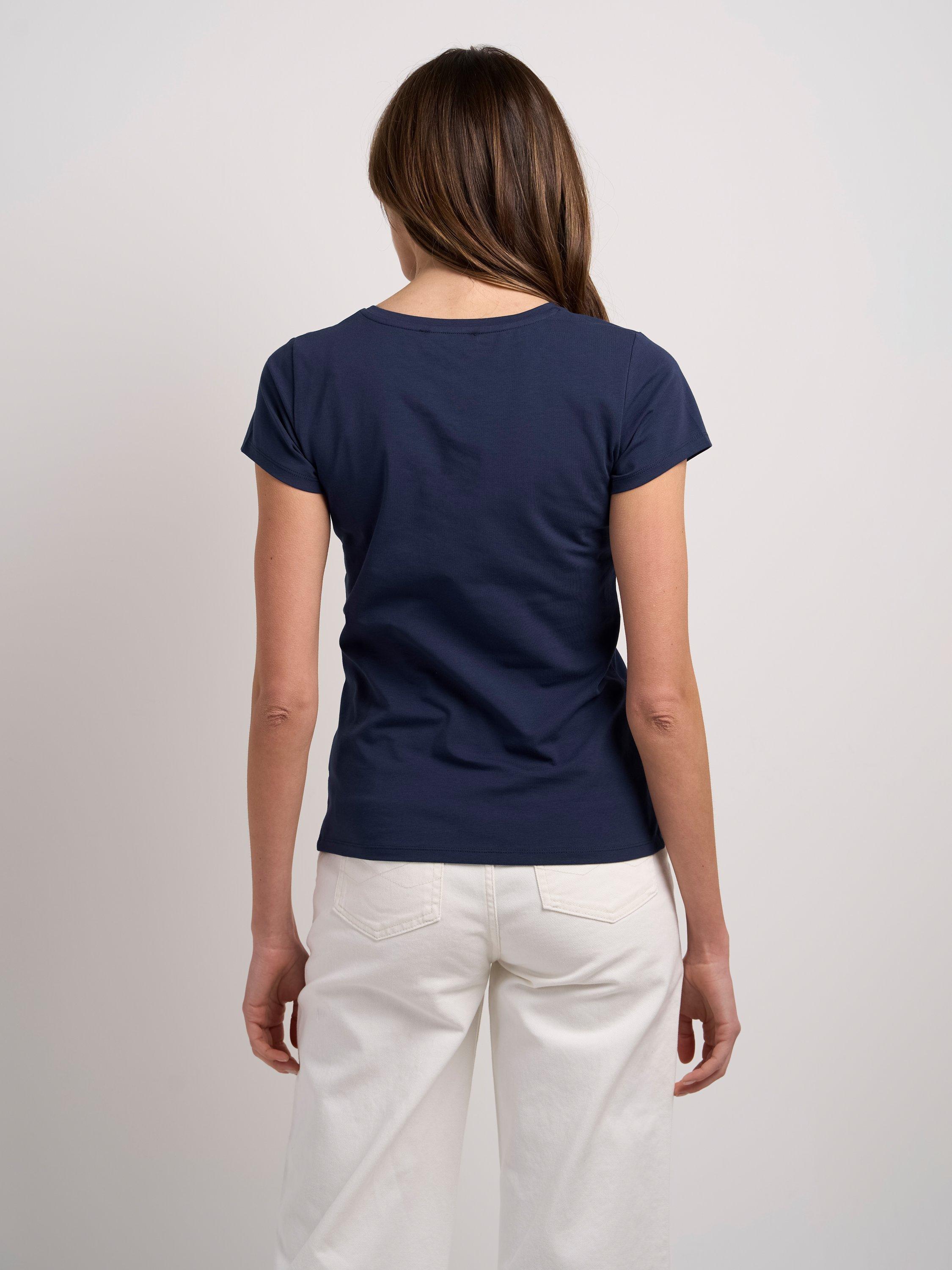 Product image 2 of 3, which shows Celtic & Co. Cotton Blend Round Neck T-Shirt, Blue Navy, 8