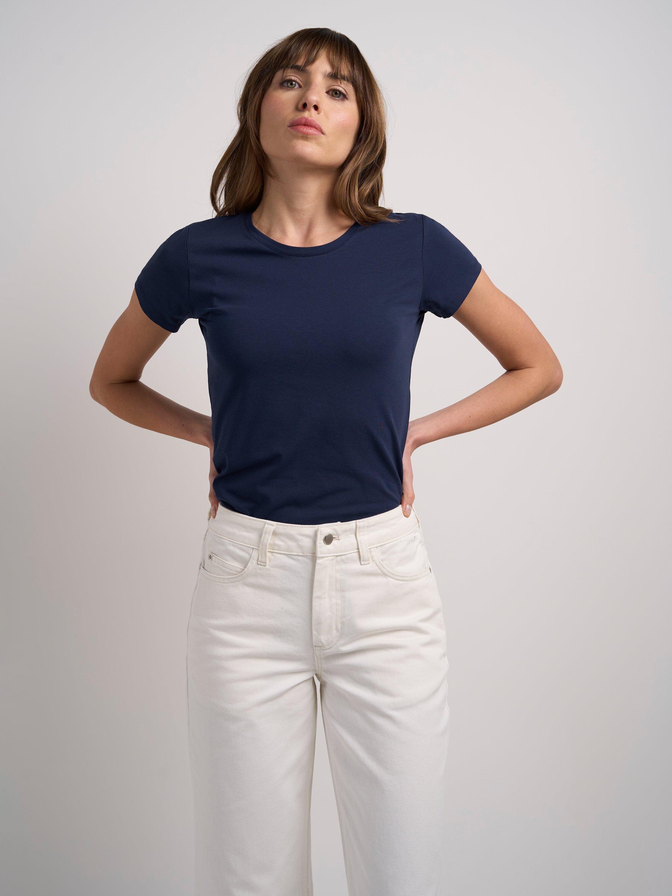 Product image 3 of 3, which shows Celtic & Co. Cotton Blend Round Neck T-Shirt, Blue Navy, 8
