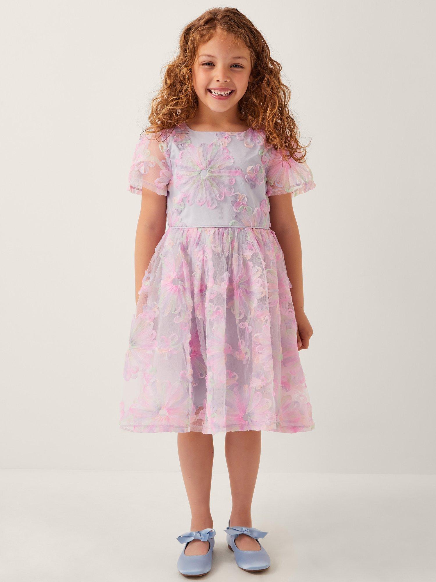 Product image 1 of 3, which shows Monsoon Kids' Haisley Floral Tulle Midi Dress, Multi, 3 years
