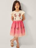 Monsoon Kids' Ombre Sequin Hummingbird Tulle Dress, Pink