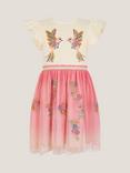 Monsoon Kids' Ombre Sequin Hummingbird Tulle Dress, Pink