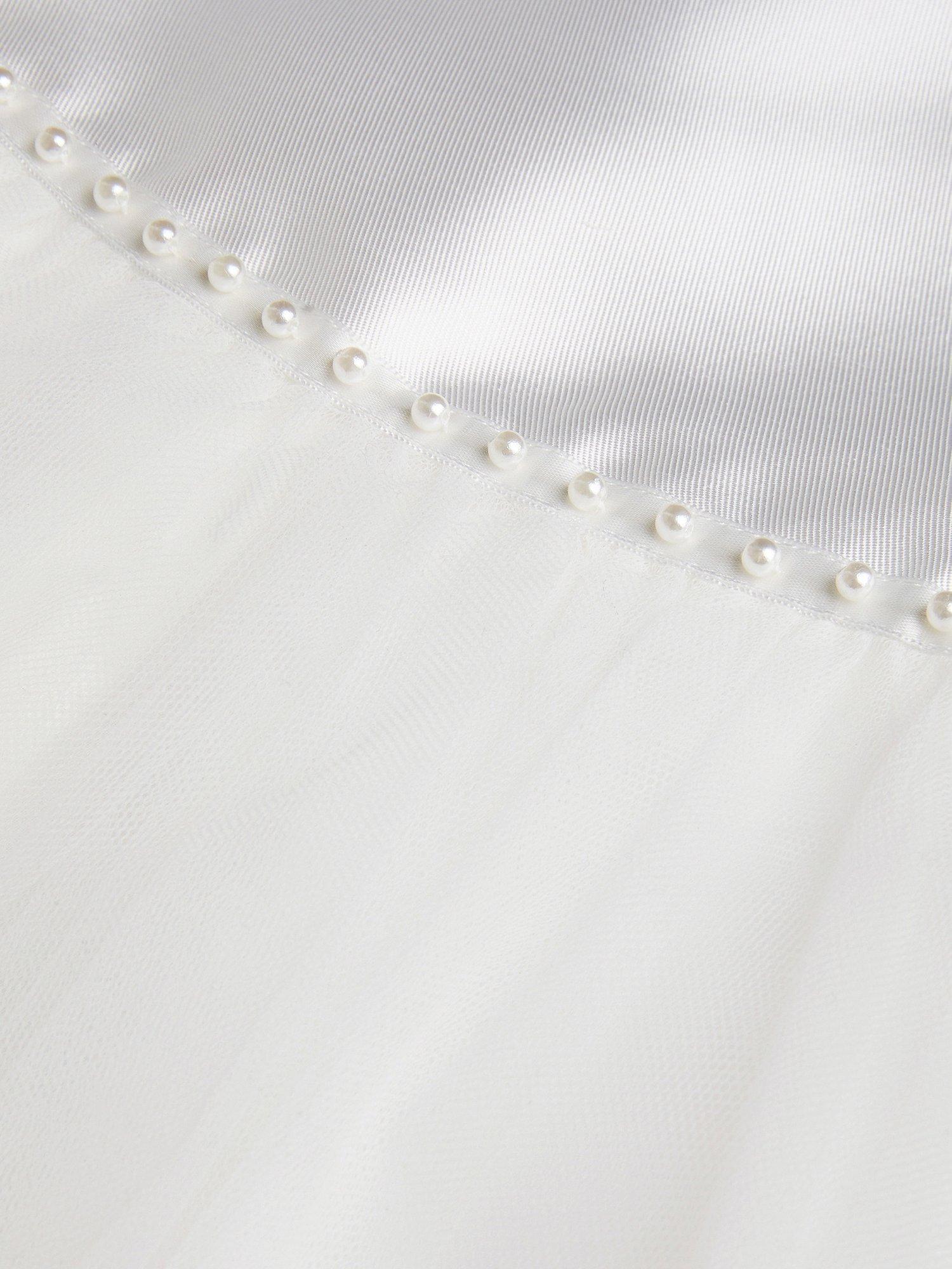 Product image 3 of 4, which shows Monsoon Kids' Sleeveless Pearl Bow Tulle Dress, Ivory, 3 years