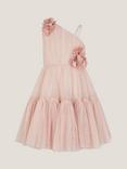Monsoon Kids' Ruby Flower Asymmetric Dress, Pink