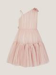 Monsoon Kids' Ruby Flower Asymmetric Dress, Pink