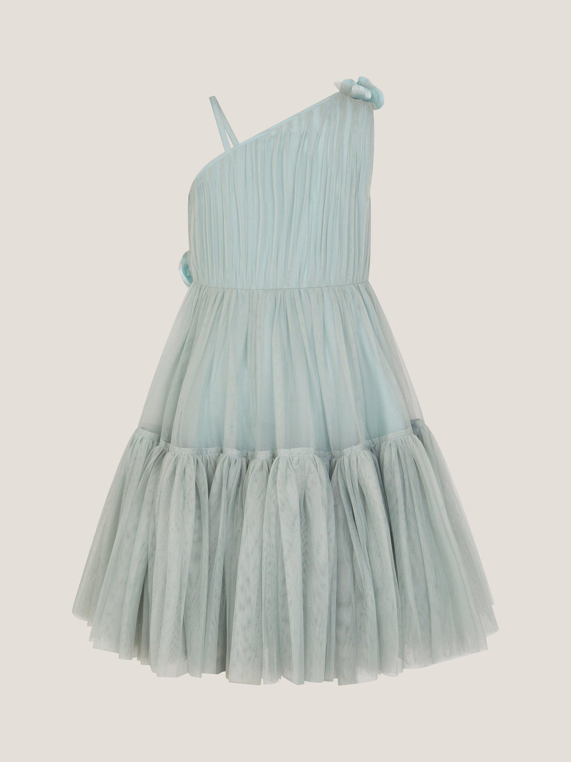 Product image 3 of 4, which shows Monsoon Kids' Ruby Flower Dress, Sage, 3 years