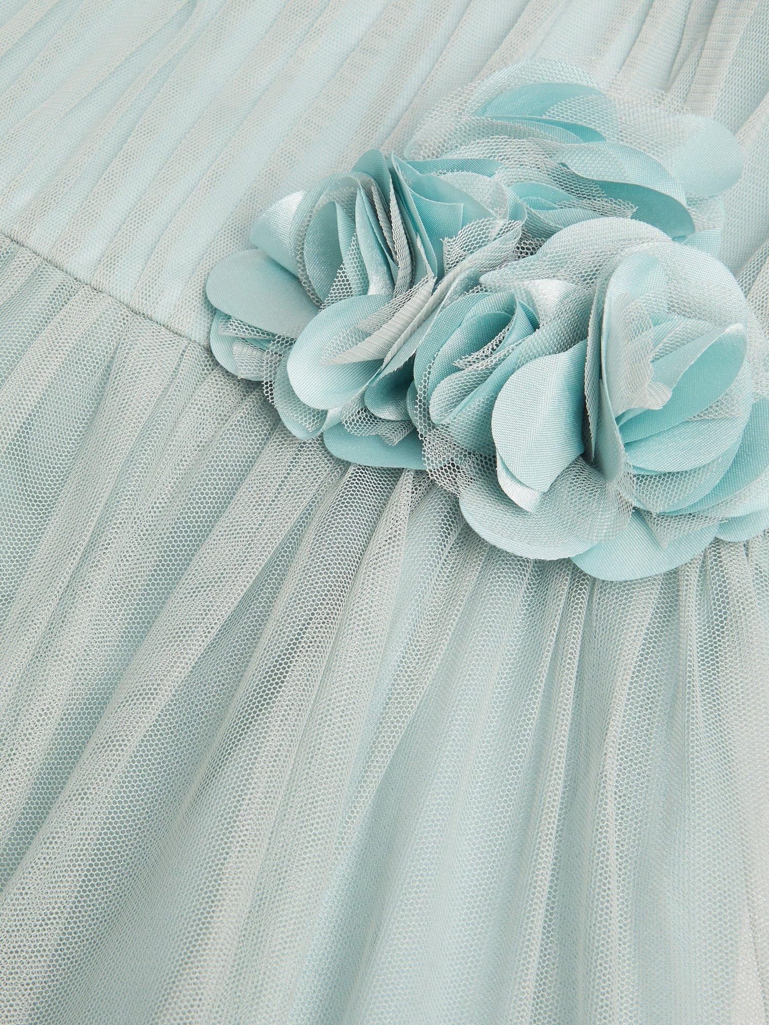 Product image 4 of 4, which shows Monsoon Kids' Ruby Flower Dress, Sage, 3 years