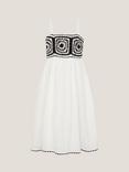 Monsoon Kids' Cotton Sleeveless Crochet Dress, Ivory