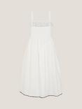 Monsoon Kids' Cotton Sleeveless Crochet Dress, Ivory