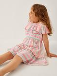 Monsoon Kids' Stripe Ruffle Dress, Multi
