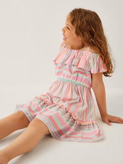 Monsoon Kids' Stripe Ruffle Dress, Multi, Multi