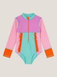 Monsoon Kids' Colourblock UPF50+ Long Sleeve Swimsuit, Multi