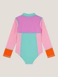 Monsoon Kids' Colourblock UPF50+ Long Sleeve Swimsuit, Multi