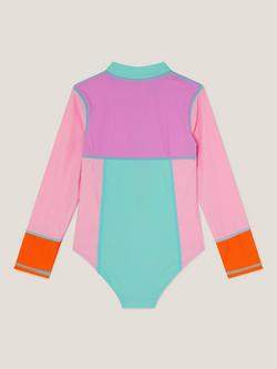 Monsoon Kids' Colourblock UPF50+ Long Sleeve Swimsuit, Multi - view 2, Multi