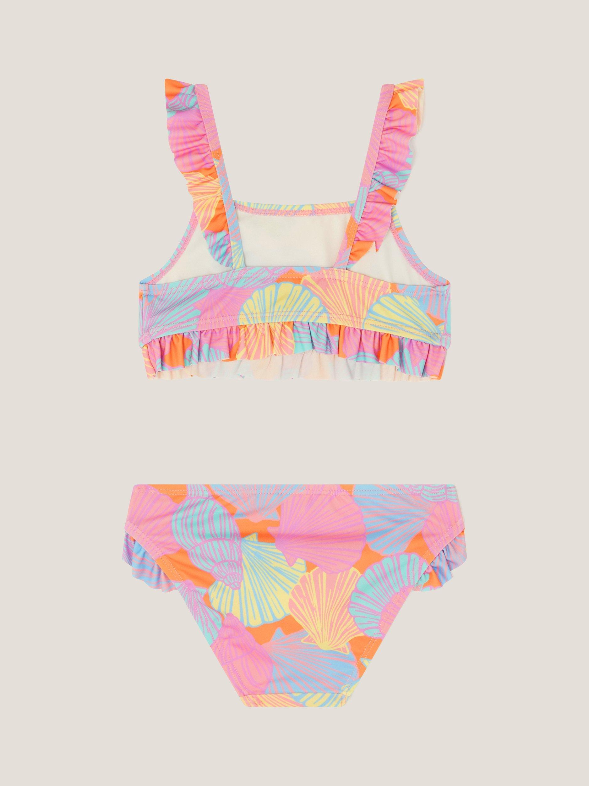 Product image 2 of 3, which shows Monsoon Kids' Jelly Haze Seashell Print Bikini, Multi, 3-4 years