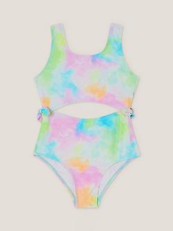 Monsoon Kids' Jelly Haze Cut Out Bow Side Swimsuit, Multi, Multi