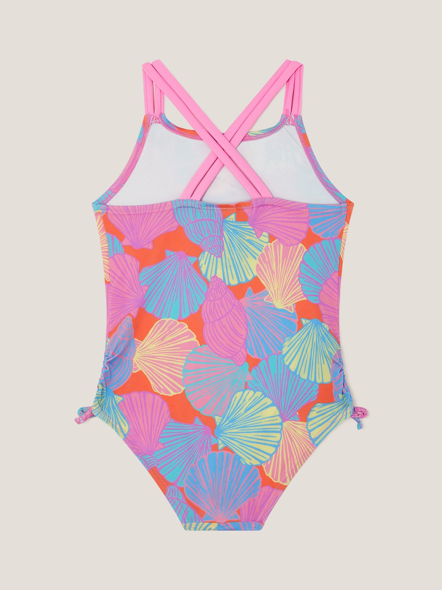 Product image 2 of 3, which shows Monsoon Kids' Shell Print Swimsuit, Multi, 14-15 years