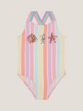 Monsoon Kids' Striped Sequin Swimsuit, Multi