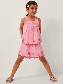 Monsoon Kids' Seersucker Palm Top and Shorts Set, Pink, Pink