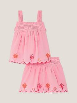 Monsoon Kids' Seersucker Palm Top and Shorts Set, Pink - view 2, Pink