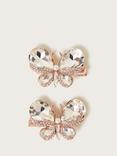 Monsoon Kids' Diamante Butterfly Hair Clips, Pack of 2, Pink