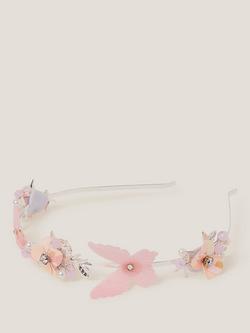 Monsoon Kids' Floral Butterfly Metal Headband, Pink, Pink