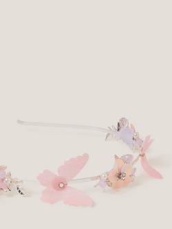 Monsoon Kids' Floral Butterfly Metal Headband, Pink - view 2, Pink