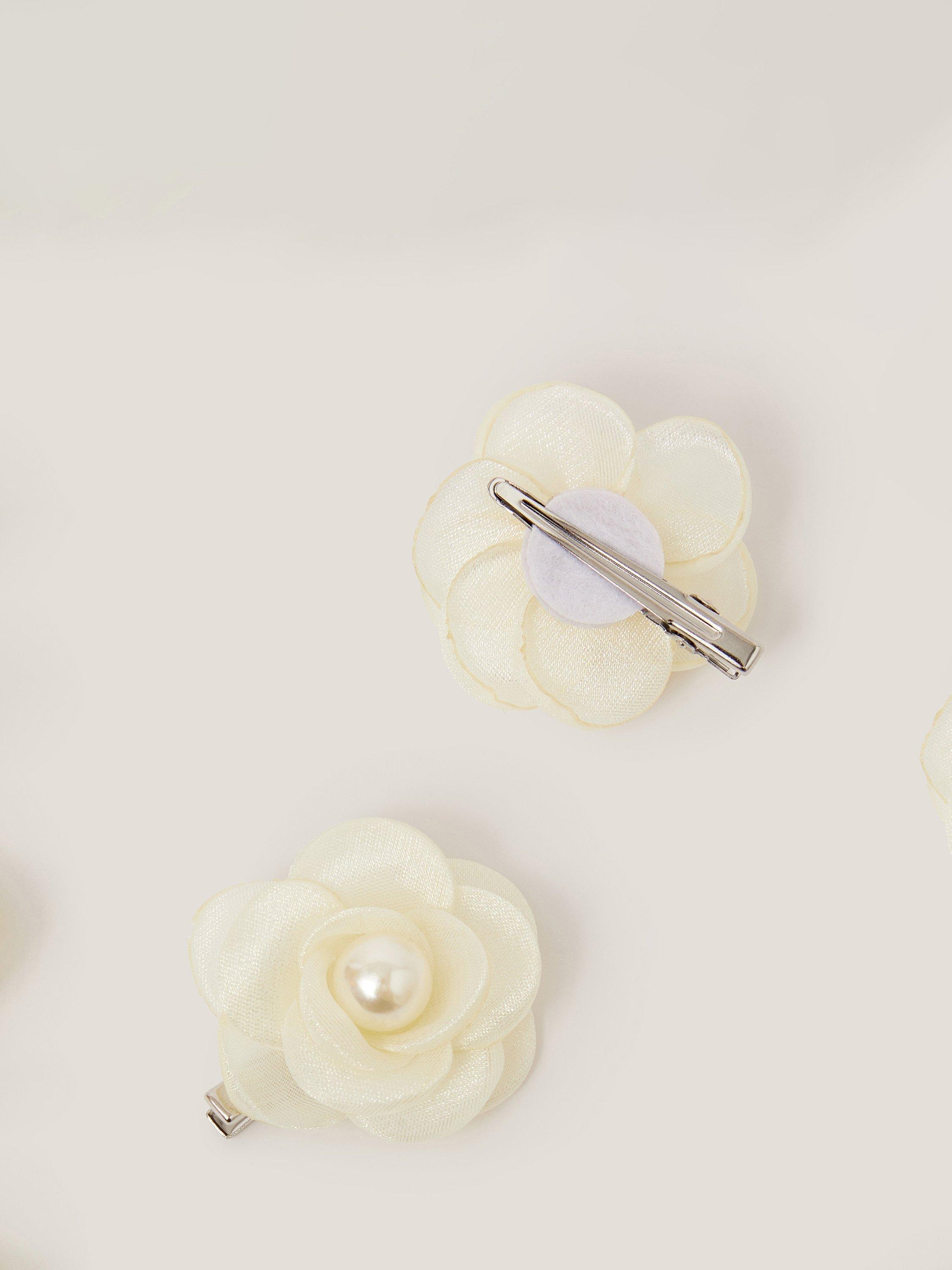 Product image 2 of 2, which shows Monsoon Kids' Pearl Flower Hair Clips, Pack of 2, Ivory, One Size