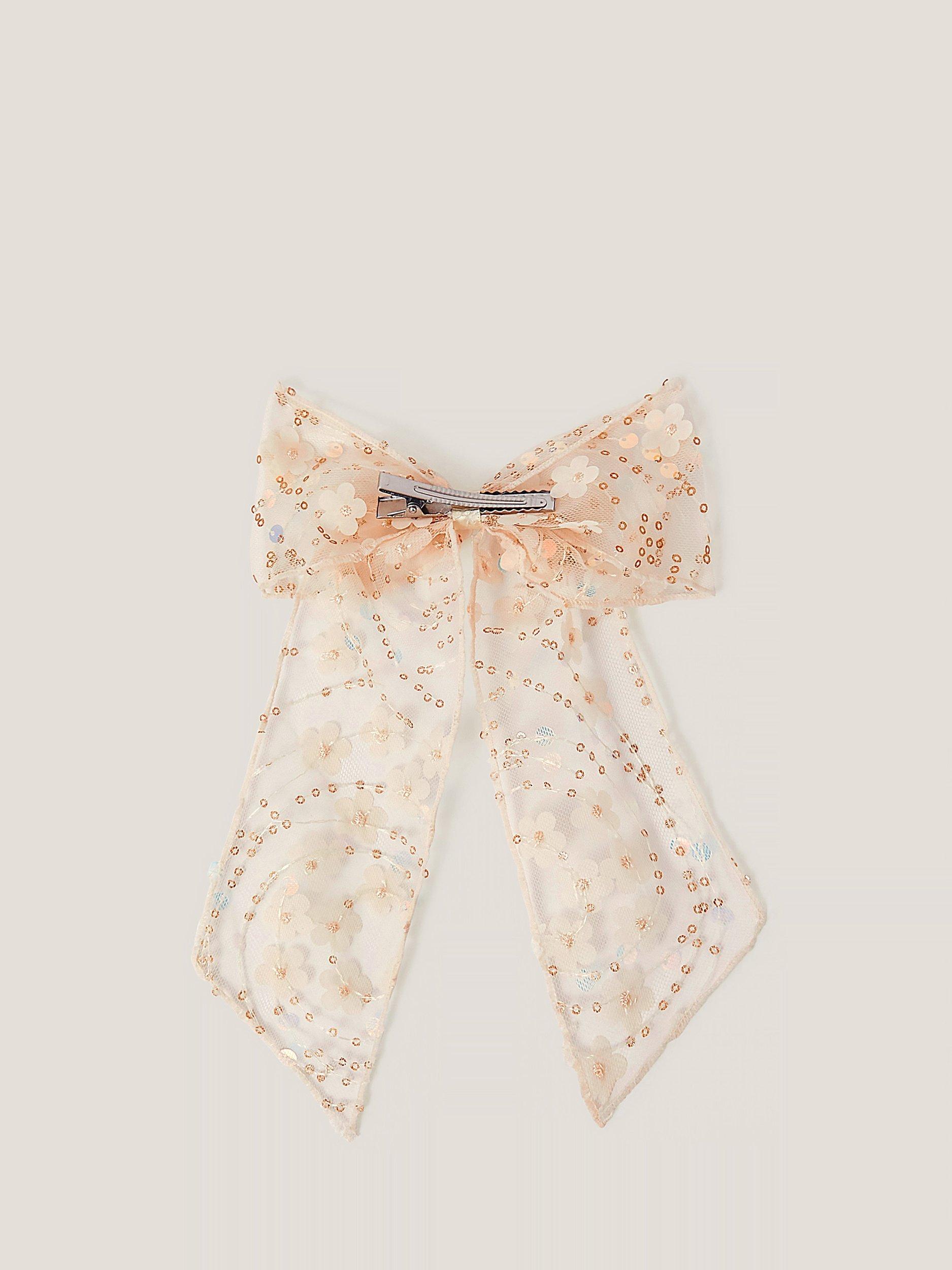 Product image 2 of 3, which shows Monsoon Kids' Mesh Sequin Hair Clip, Ivory, One Size