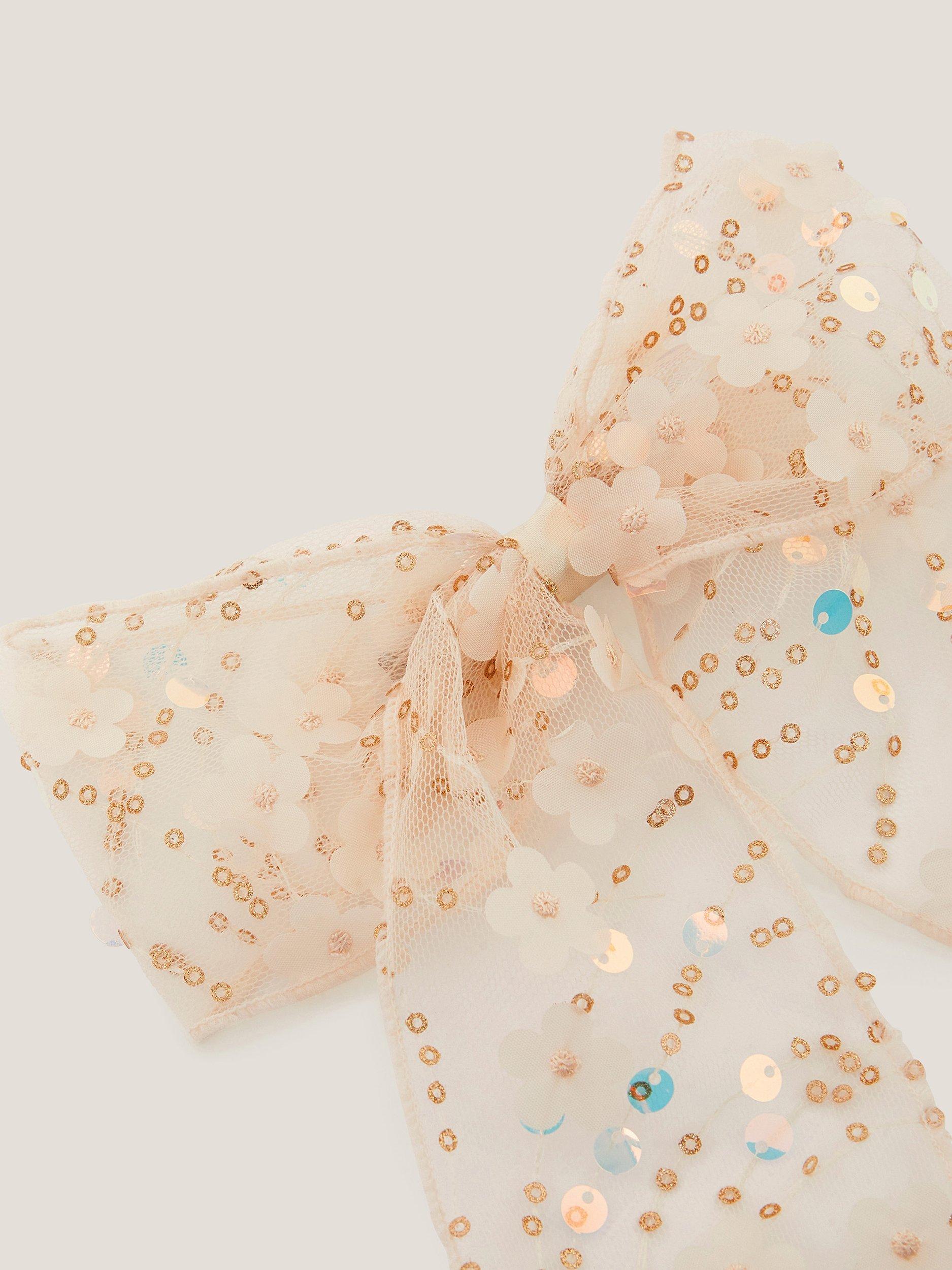 Product image 3 of 3, which shows Monsoon Kids' Mesh Sequin Hair Clip, Ivory, One Size