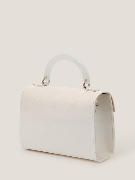 Monsoon Kids' Organza Flower Glitter Bag, Ivory - view 2, Ivory
