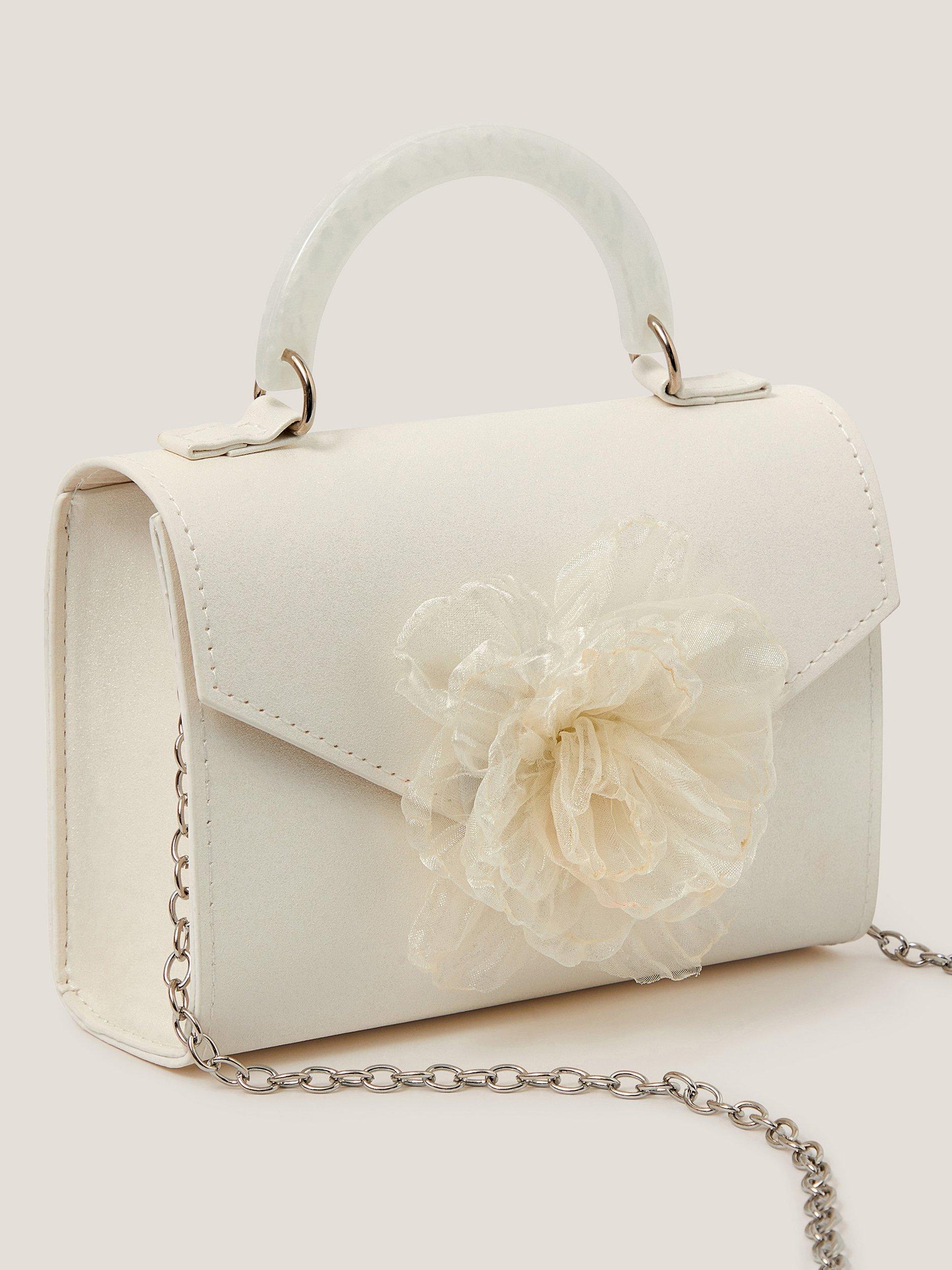 Product image 3 of 4, which shows Monsoon Kids' Organza Flower Glitter Bag, Ivory, One Size