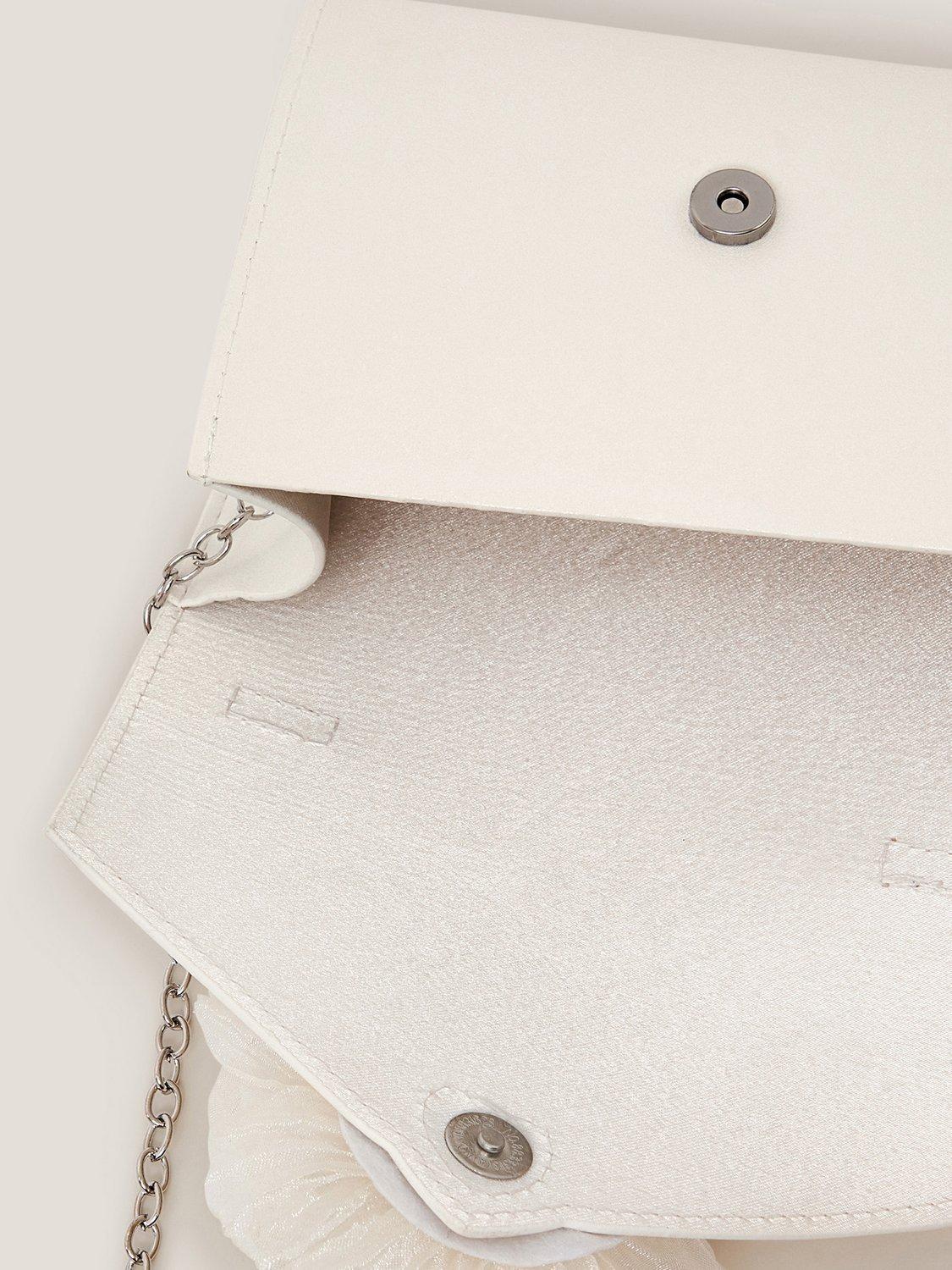 Product image 4 of 4, which shows Monsoon Kids' Organza Flower Glitter Bag, Ivory, One Size