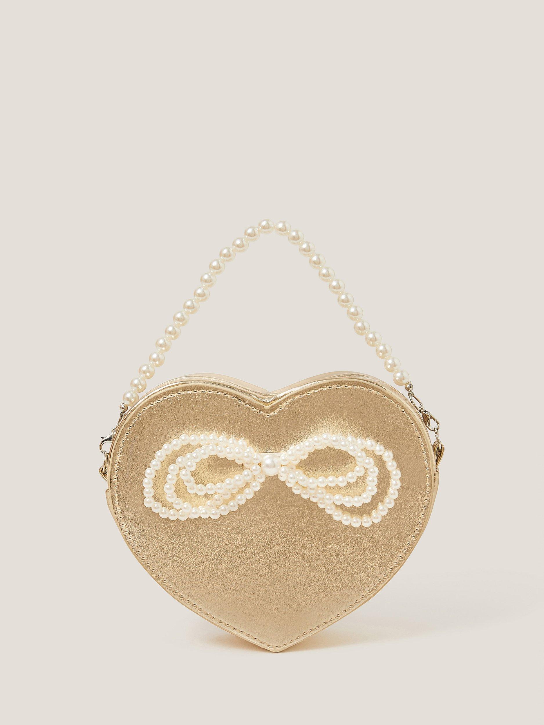 Product image 1 of 4, which shows Monsoon Kids' Pearl Heart Bag, Gold, One Size