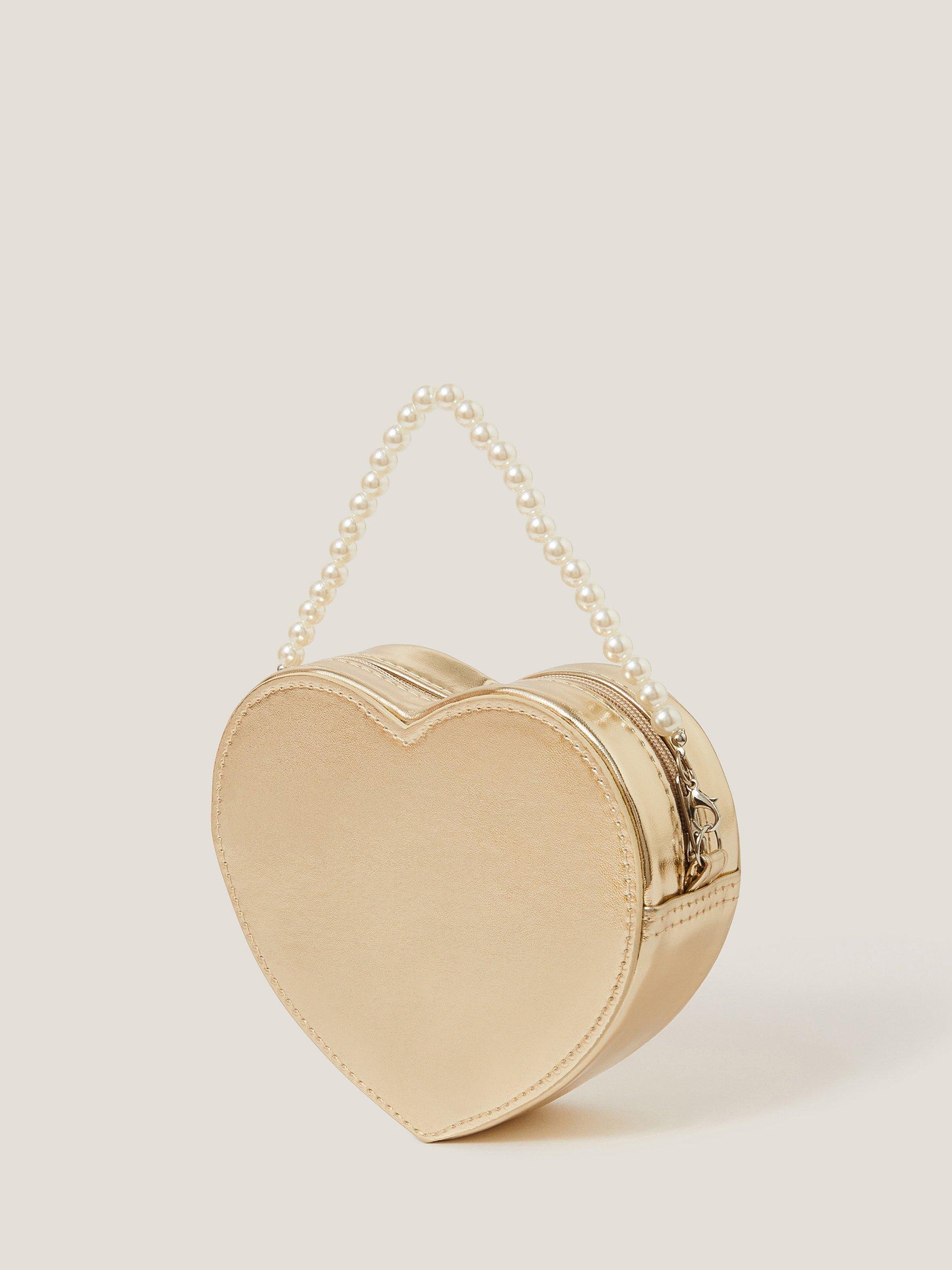 Product image 2 of 4, which shows Monsoon Kids' Pearl Heart Bag, Gold, One Size