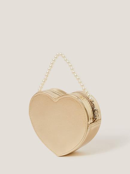 Monsoon Kids' Pearl Heart Bag, Gold - view 2, Gold