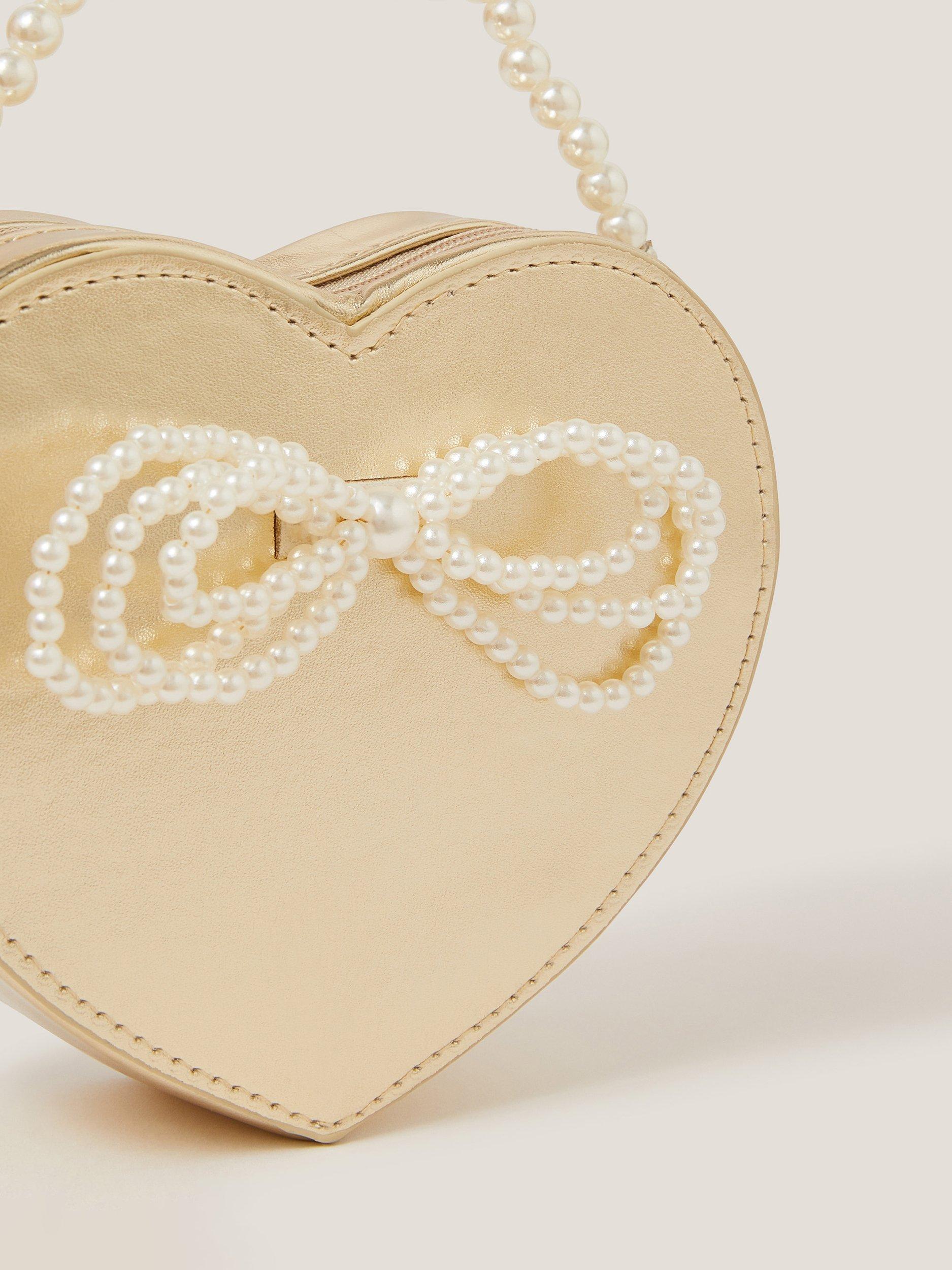 Product image 3 of 4, which shows Monsoon Kids' Pearl Heart Bag, Gold, One Size