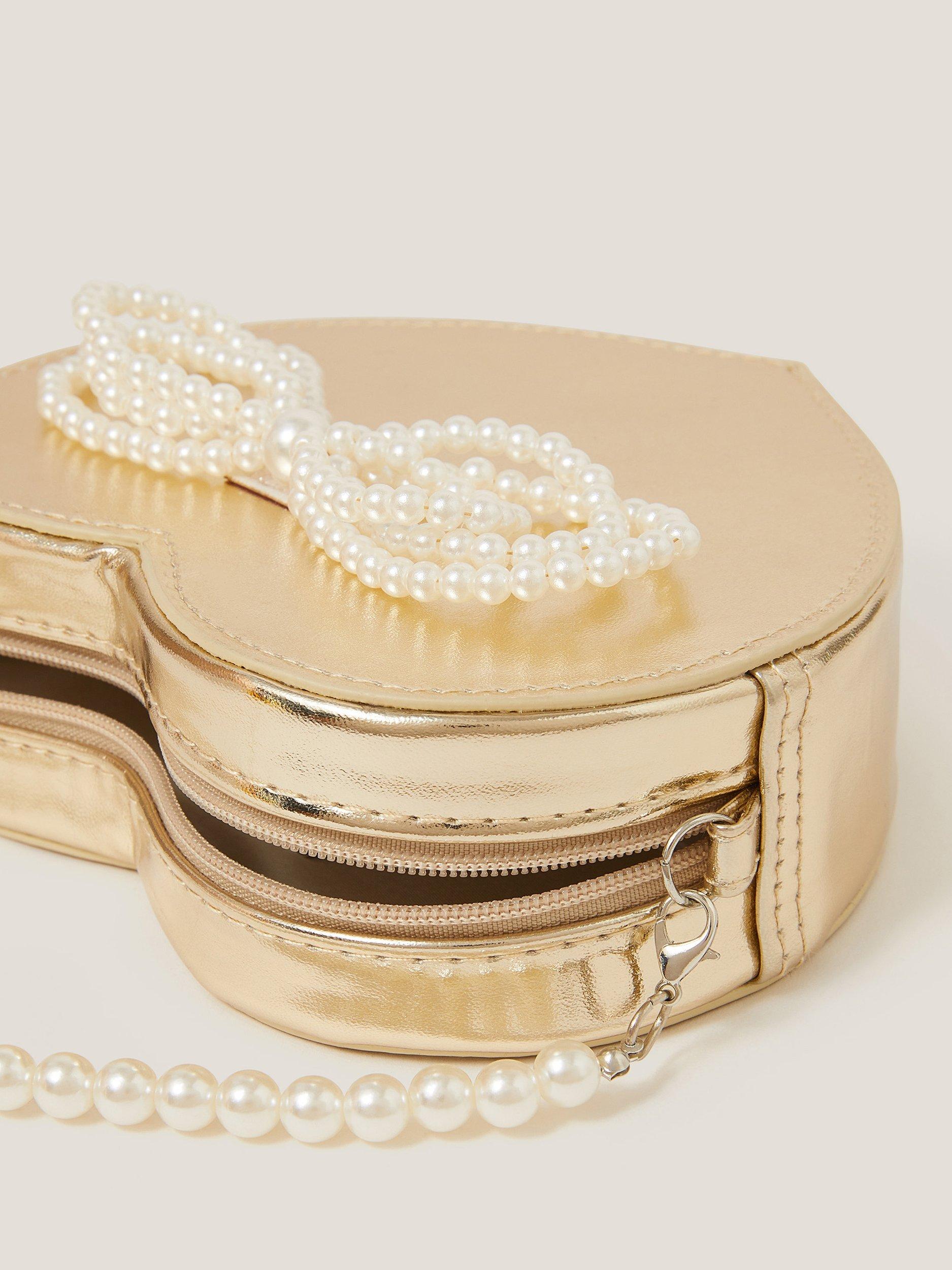 Product image 4 of 4, which shows Monsoon Kids' Pearl Heart Bag, Gold, One Size