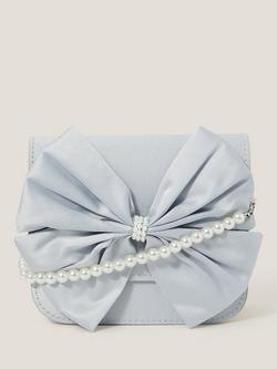 Monsoon Kids' Bridesmaid Satin Bow Mini Bag, Pale Blue, Pale Blue