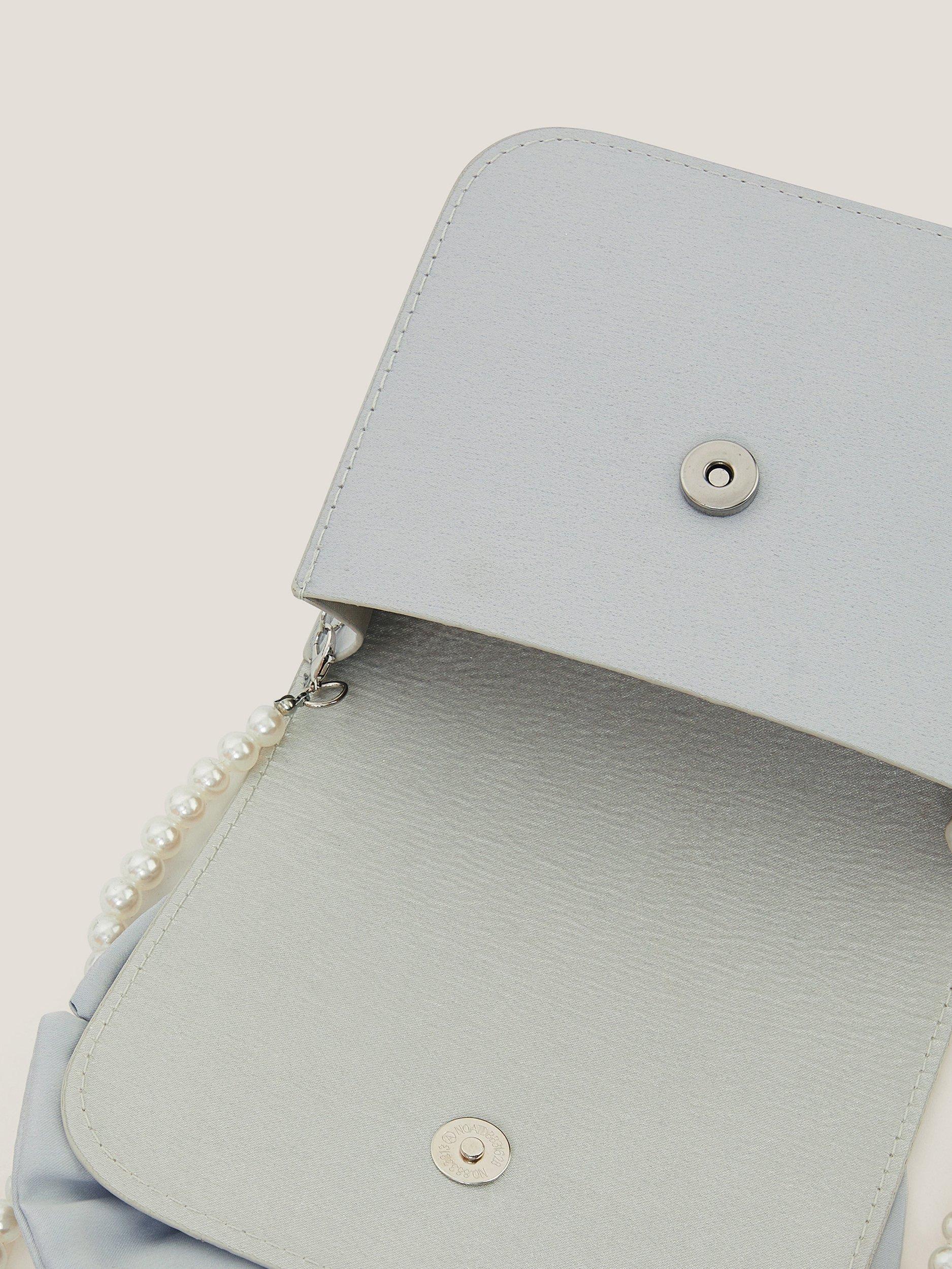 Product image 4 of 4, which shows Monsoon Kids' Bridesmaid Satin Bow Mini Bag, Pale Blue, One Size