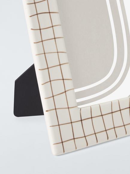 John Lewis Ceramic Check Photo Frame, Cocoa - view 2, Cocoa