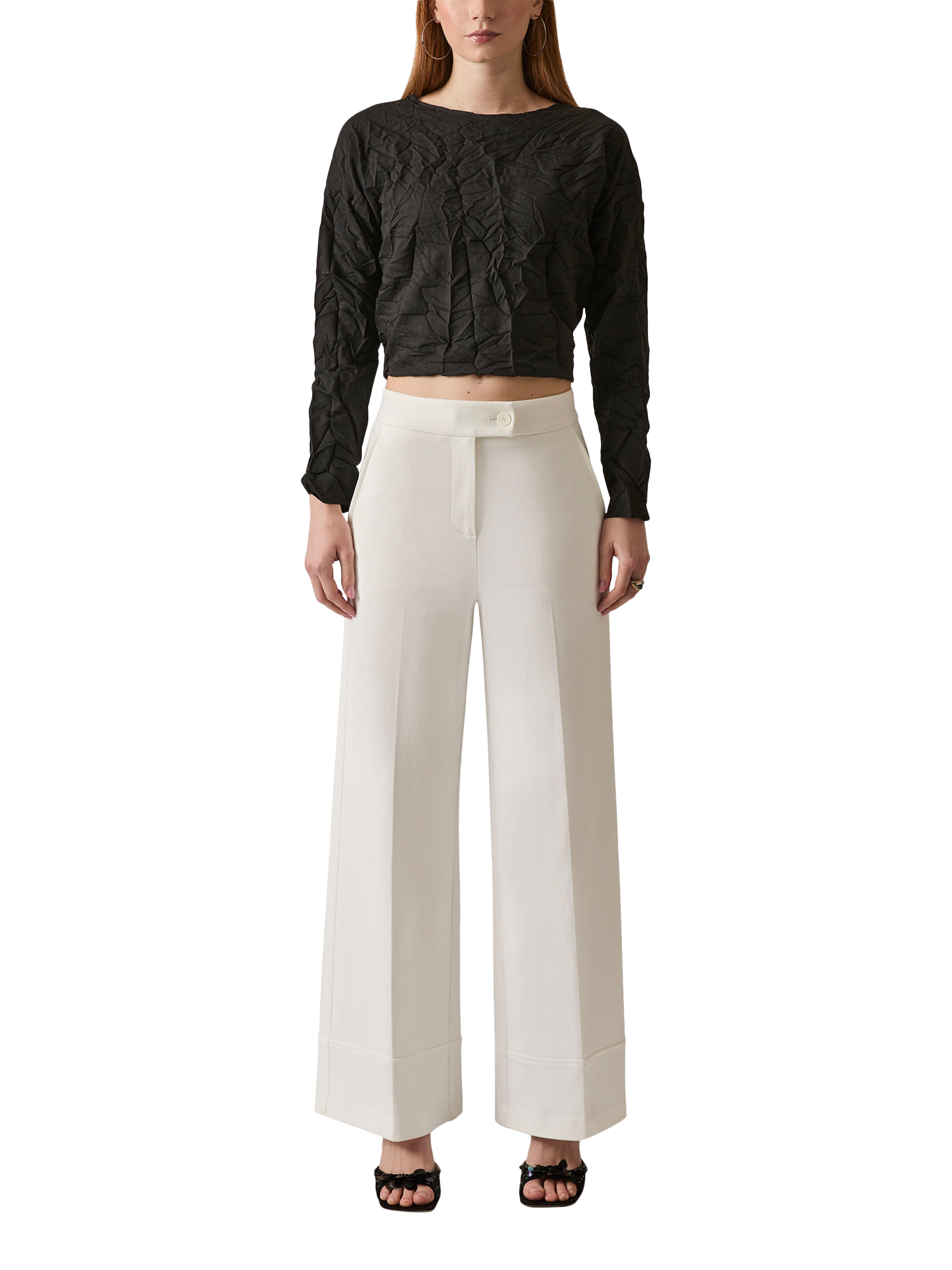 Product image 1 of 4, which shows James Lakeland High Waist Tailored Trousers, White, 8