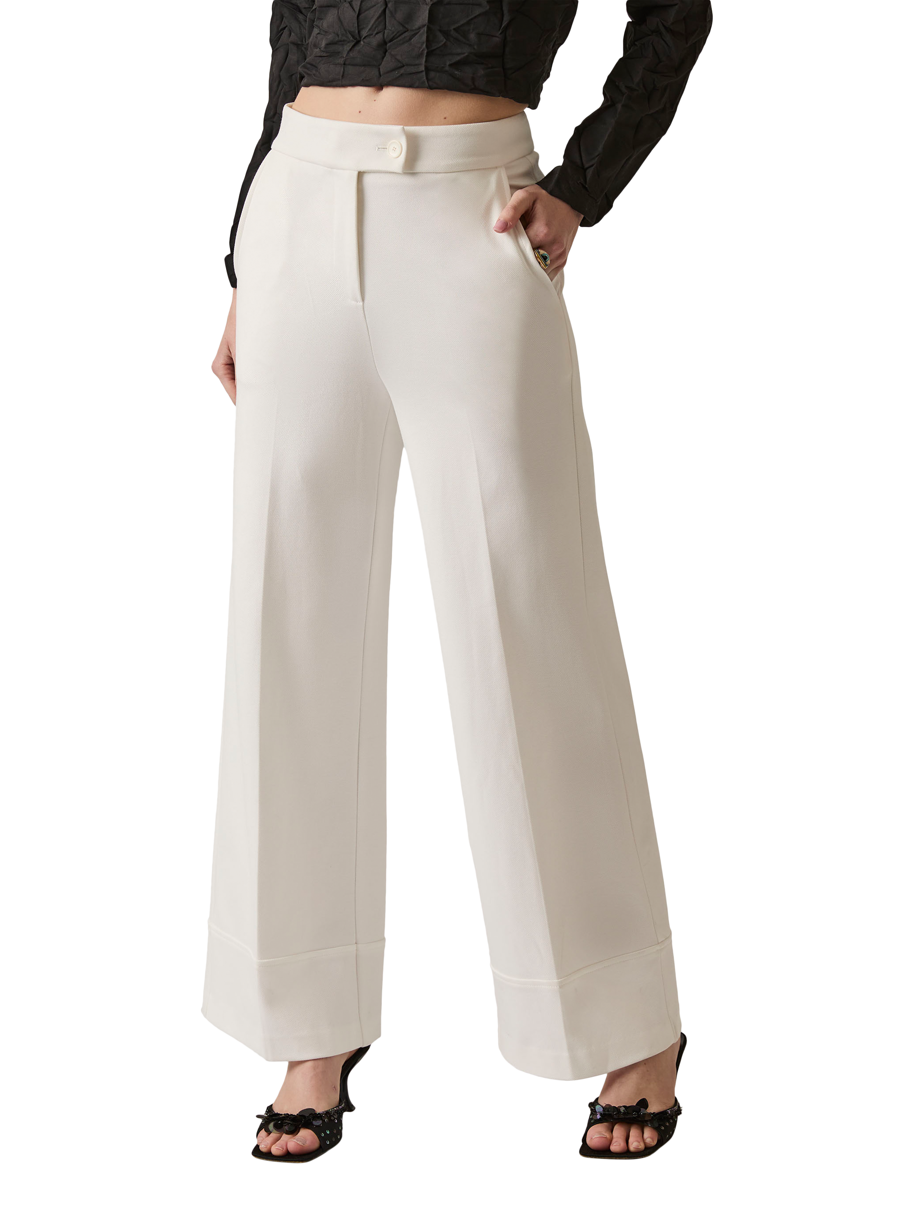 Product image 3 of 4, which shows James Lakeland High Waist Tailored Trousers, White, 8
