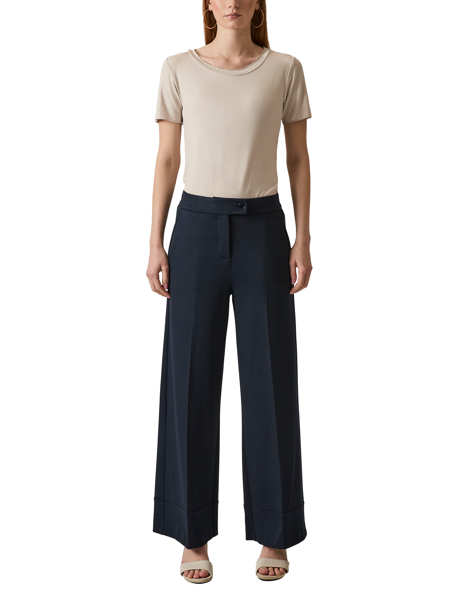 Product image 1 of 4, which shows James Lakeland High Waist Tailored Trousers, Navy, 8