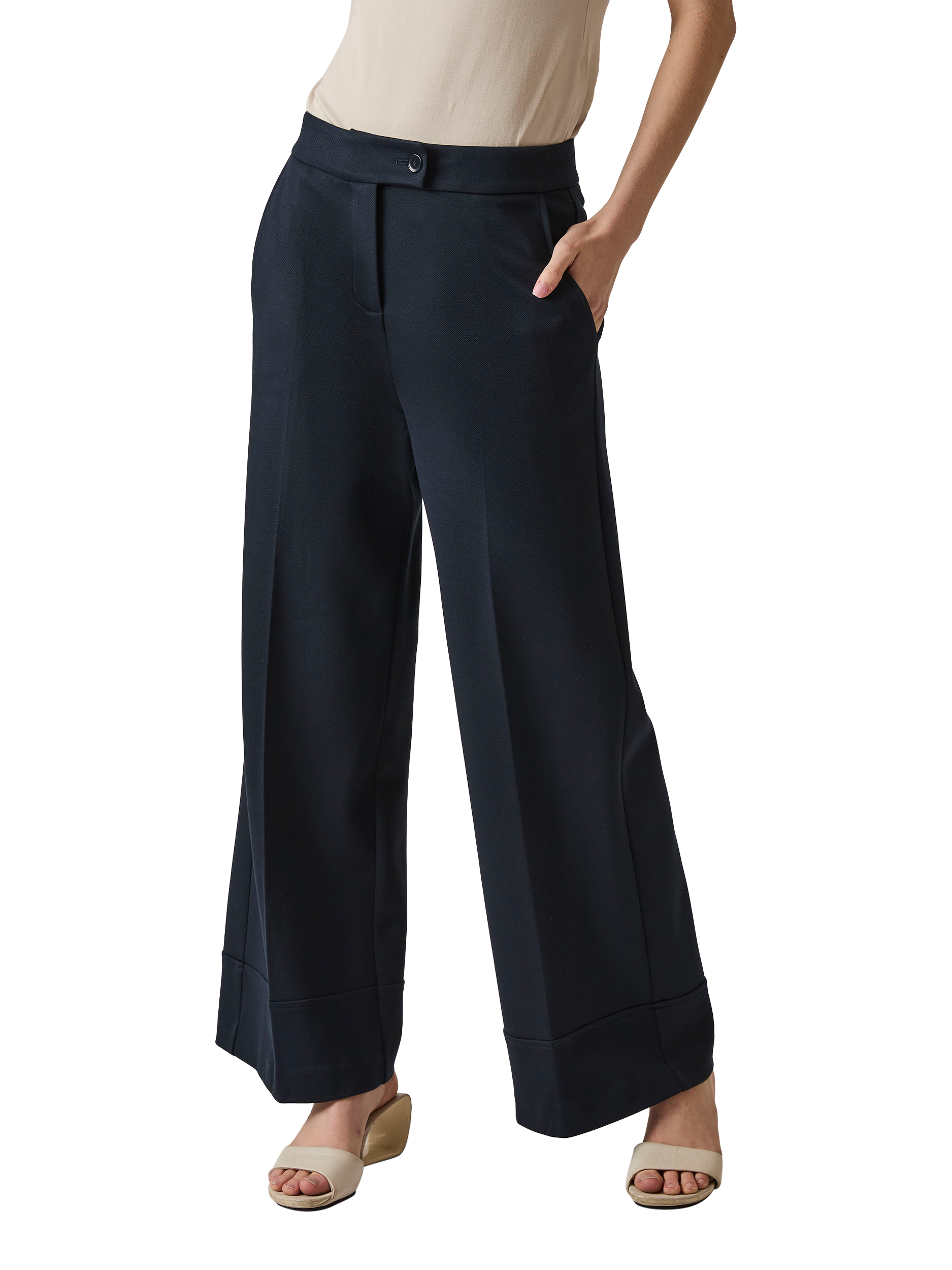 Product image 3 of 4, which shows James Lakeland High Waist Tailored Trousers, Navy, 8