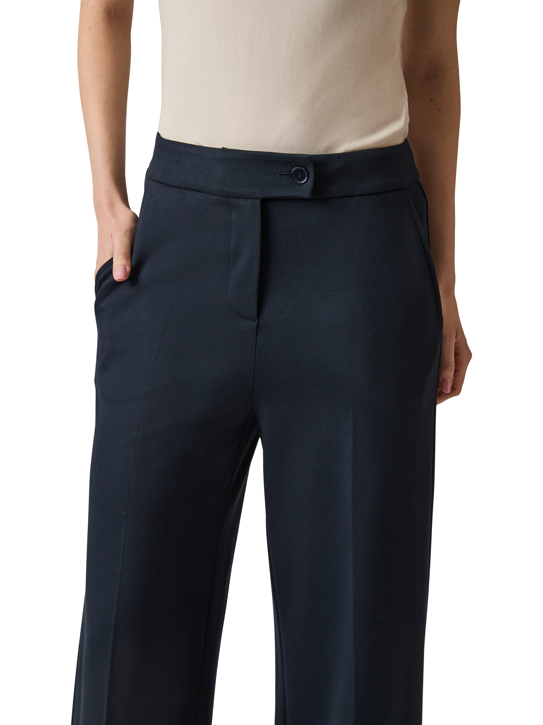 Product image 4 of 4, which shows James Lakeland High Waist Tailored Trousers, Navy, 8