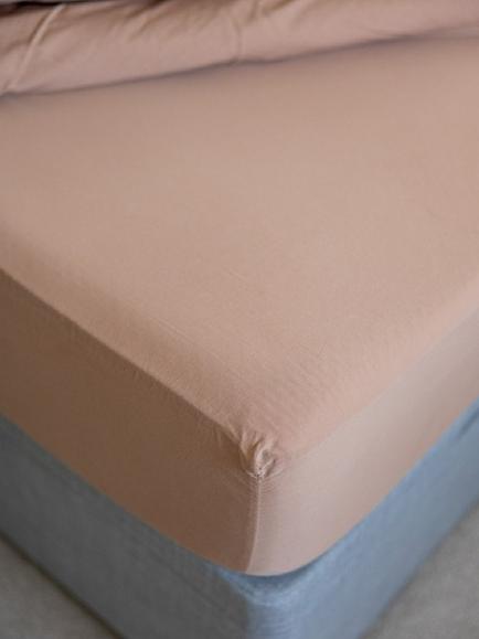 Floks Luxury Organic Cotton Fitted Sheet, Plaster