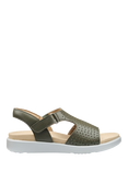 Hotter Marbella Leather Perforated Footbed Sandals, Khaki
