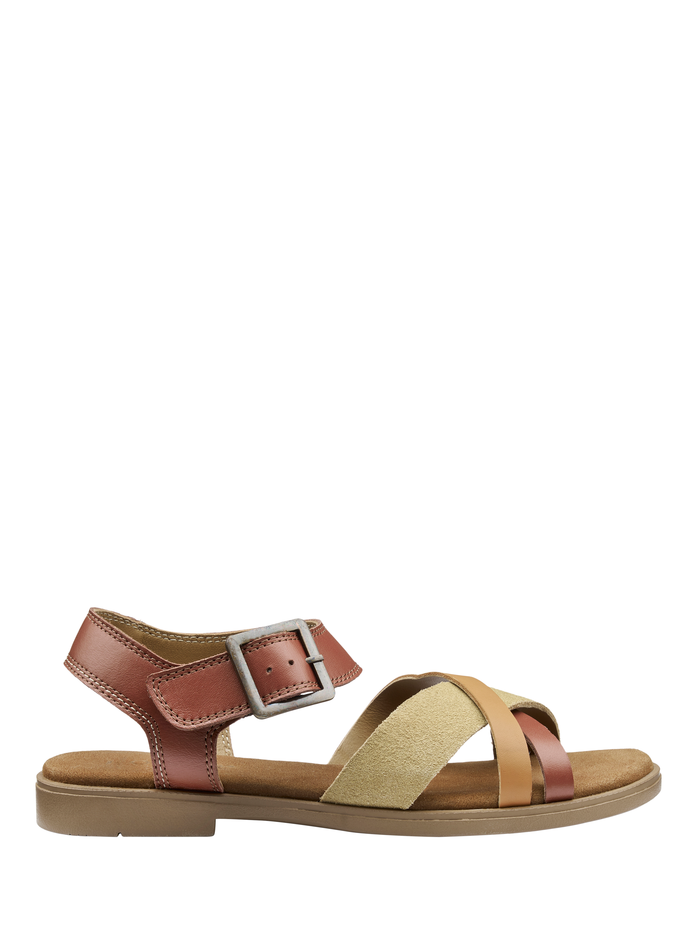 Product image 1 of 11, which shows Hotter Eleanor Wide Fit Leather Strappy Sandals, Tan, 3W